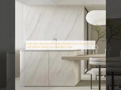 Hochgradig fleckenresistente, rektifizierte Porzellanfliese in Marmoroptik mit Marmordesign und rektifizierter Kante