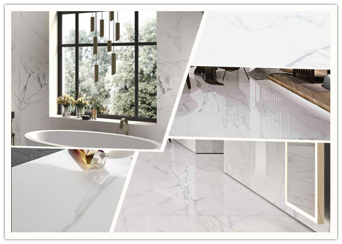 Super weißes Carrara polierte Größe der Porzellan-Fliesen-24x48 12 Millimeter Stärke-