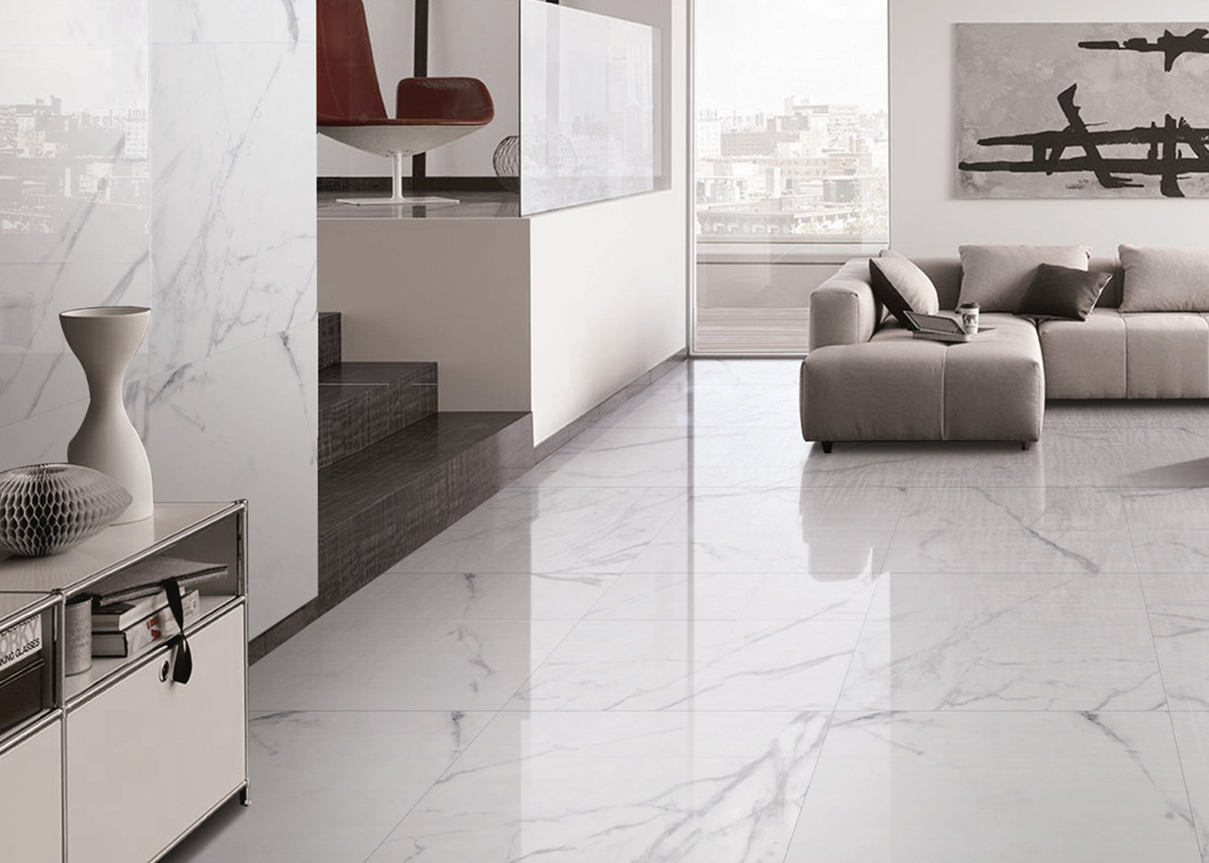Marmor-Bodenfliese 24x48 Digital Carrara haltbar für Wohnzimmer