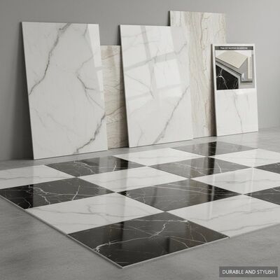 Gebäudedekoration Marmoroptik Feinsteinzeug Fliesen Glatte leicht texturierte Oberfläche Verlegemethode Dünnbettmörtel oder Kleber Langlebig und stilvoll