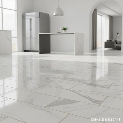 Rectangle marble look ceramic floor tile suitable rooms kitchen durable elegant design perfect for commercial and residential spaces